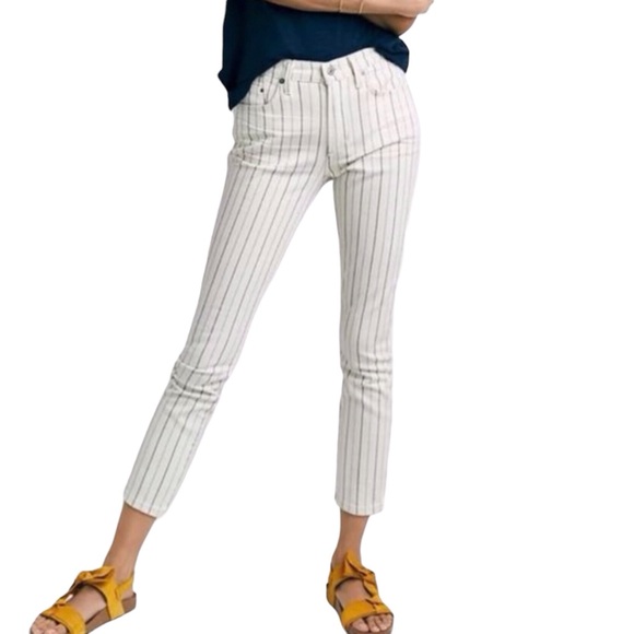 Anthropologie COH Size 28 Rocket Crop High Rise Skinny Jeans Ivory Black NEW - Picture 1 of 13